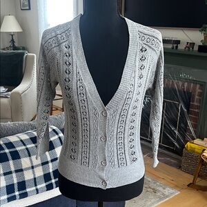 Ya Los Angeles Light Gray Lace Cardigan